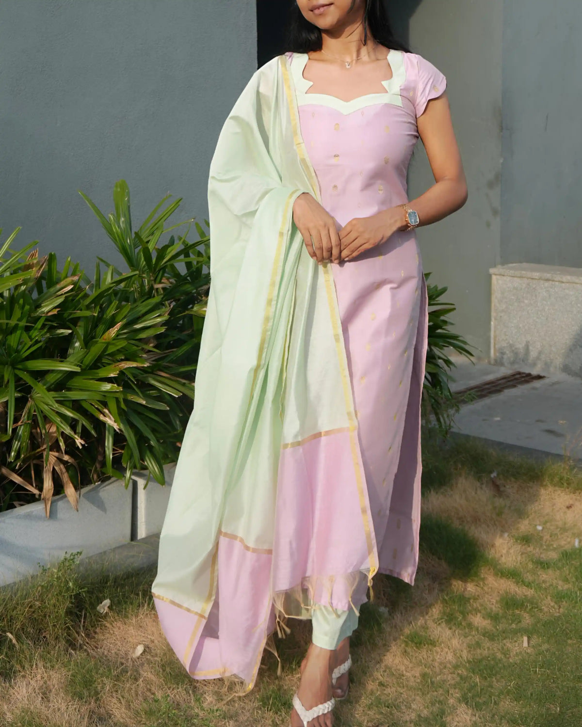 Lilac Mint Kurta Set - LD259