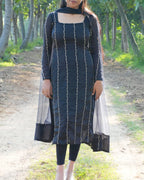 Classic Black Space Silk Kurti - LD215