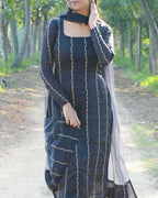 Classic Black Space Silk Kurti - LD215