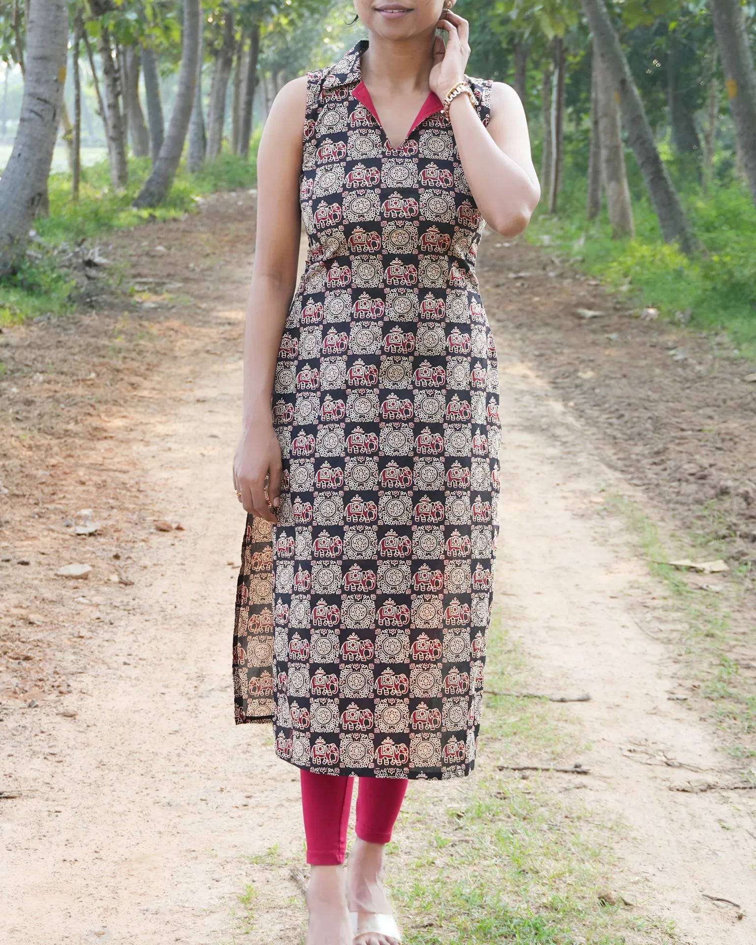 Ethnic Motif Cotton Kurti - LD216