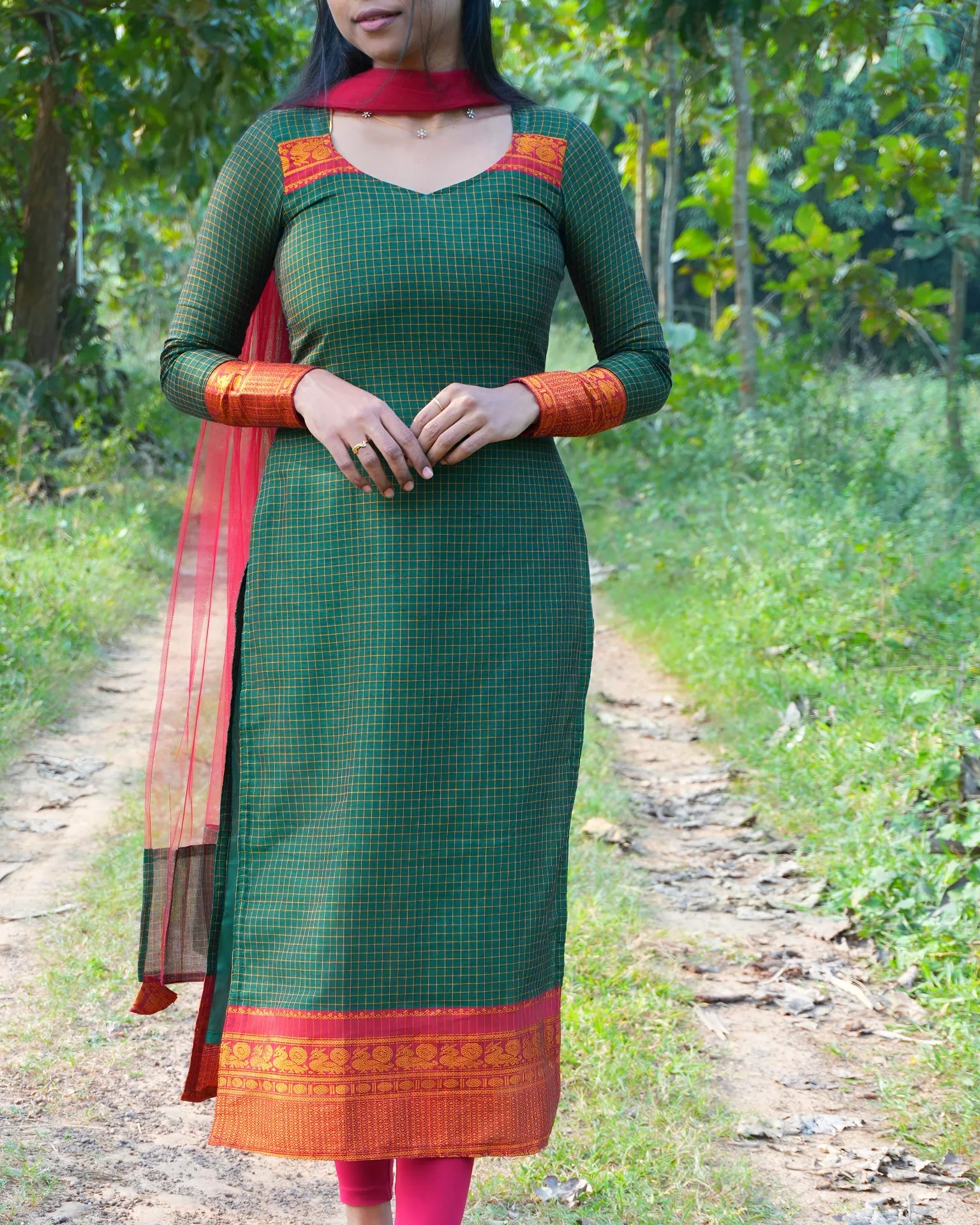 Traditional Narayanpet Green Ensemble - LD217