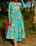 Elegant Green Floral Anarkali Set - LD225