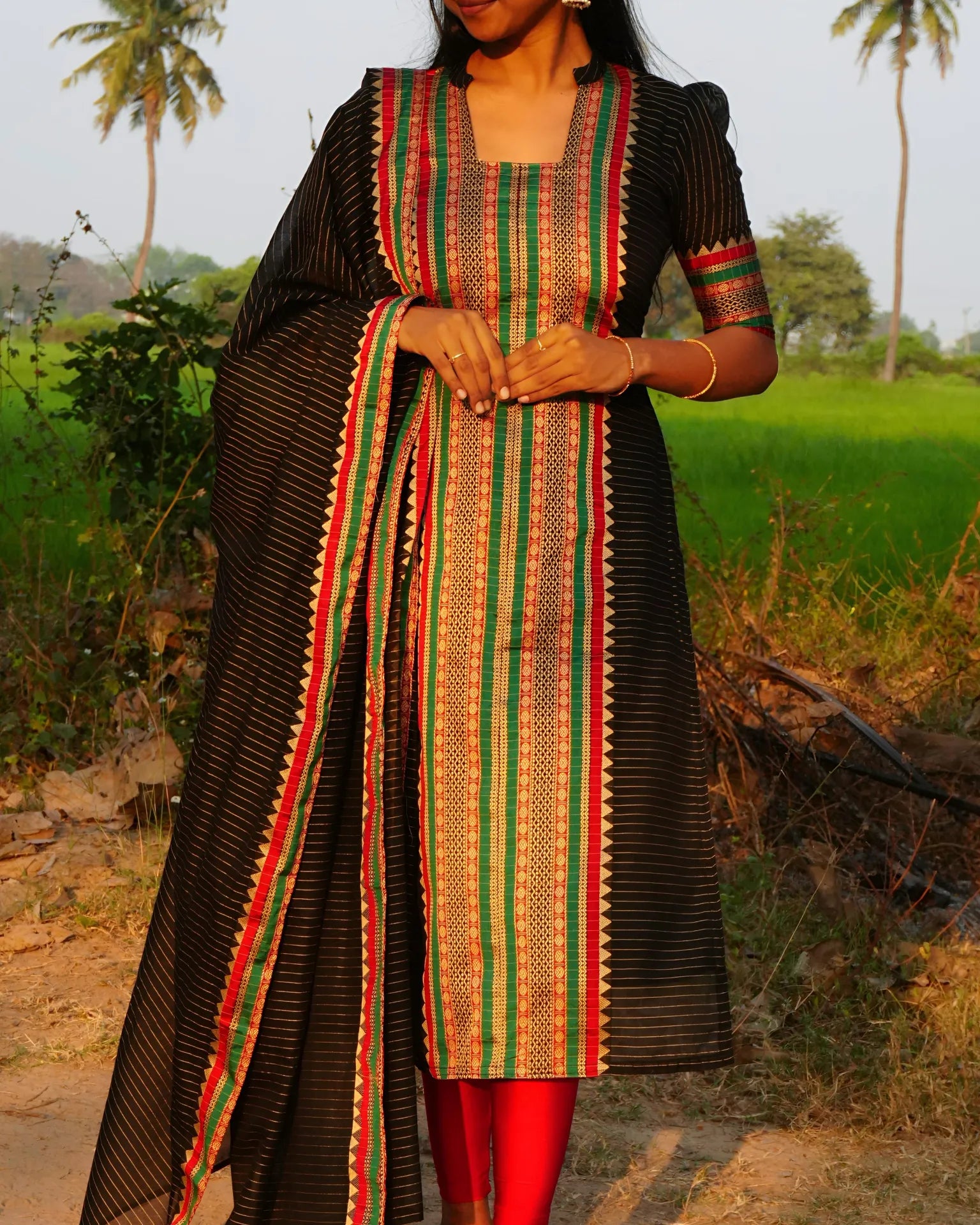 Elegant Black Kurti with Designer Border - LD228