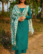 Green Aura Kalamkari Ensemble - LD229
