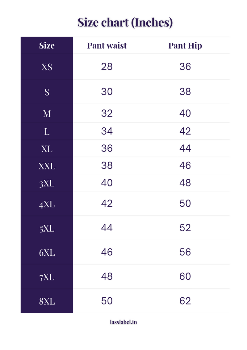 Pant Size Chart